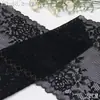 Tanglong encaje elástico negro asimétrico con gran racimo floral 22 cm para ropa, lencería, bustier, accesorios de encaje para textiles del hogar