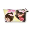 Nueva Bolsa de Maquillaje Monchichi de un Solo Lado para Niñas, Bolso de Mano Portátil de Gran Capacidad, Linda Bolsa de Almacenamiento de Escritorio al por Mayor