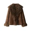 Otoño e Invierno 2025 Nuevo Chaqueta de Vuelo Retro con Efecto Piel Sintética para Mujer Transfronteriza Europea y Americana Chaqueta de Aroma Pequeño