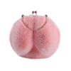 Bolso de peluche para mujer, bandolera portátil de princesa, bolso de peluche de piel sintética, nuevo estilo, bolso con cadena y orejas de conejo a juego.