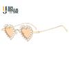 Óculos de Sol Novos Estilo Coração Cravejados de Diamante para Mulheres, Óculos Versáteis de Alta Qualidade Estilo Coreano, Óculos de Sol Tendência de Luxo para Fotos Transfronteiriços