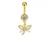 Atacado Transfronteiriço Moda Simples Aço Inoxidável Anel de Umbigo com Strass e Dupla Estrela de Cinco Pontas Joia Piercing Stud de Umbigo Anel de Umbigo