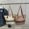 Bolsa de Palha de Floresta Listrada em Cores Contrastantes Bolsa Tecida à Mão Estilo Ins Roupa de Trabalho Estilo Casual Bolsa de Praia Bolsa Tote