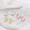 Aretes de plata esterlina S999 de estilo japonés y coreano, de alta calidad, brillantes, de tres garras, diseño nuevo para mujer, aretes de temperamento en forma de C