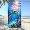 Amazon Cross-Border Estilo Verão Férias na Praia Toalha de Praia Microfibra Tartaruga Marinha Azul Toalha Esportiva