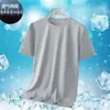 Camisetas de Verano para Hombre de Seda de Hielo de Manga Corta, Malla Transpirable de Secado Rápido, Manga Media, Deportivas Elásticas Casuales para Fitness