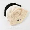 Sombrero de Cubo de Felpa Negra con Letras de Piel Sintética de Conejo para Mujer, Moda Tendencia Versátil, Cálido Sombrero Cloche