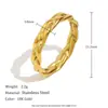 Moda Transfronteriza Europea y Americana Tendencia Anillo Tejido de Tres Capas con Cruz Chapada en Oro de 18 Quilates Acero Inoxidable Estrella de Cinco Puntas Perla Redonda
