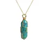 Pendente de Bala para Drenagem de Lives do TikTok Colar de Pedra Natural Coluna Hexagonal Enrolada com Fio de Cobre Ágata Cristal