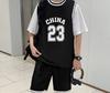Verão Novo Uniforme de Basquete Terno Masculino Casual Esportivo Duas Peças Camiseta de Manga Curta Calça Cinco Pontos Solta Tamanho Grande Camisa