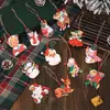 Adornos navideños de madera estilo retro americano, colgantes de madera nostálgicos de muñeco de nieve y Papá Noel, etiquetas colgantes para decoración de árbol de Navidad, regalos