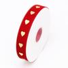 Cinta de Terciopelo de 2.5 cm con Estampado Dorado para Decoración Navideña, Caja de Regalo Festiva, Envoltura de Regalo Navideño, Cinta Roja