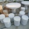 Mesa de Piedra Blanca Granito Banco de Piedra Exterior Hogar Patio Parque Comunidad Juego de Mármol Natural para Villa