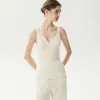 Nueva camisola sexy de encaje con cuello en V de cachemir para otoño/invierno, capa base ajustada, top de lana sin mangas para mujer