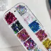 12 Compartimentos Mariposa Lentejuela Arte de Uñas Joyería Celebridad de Internet Destello Mini Mariposa Láser Plata Brillo Decoración de Uñas Accesorios