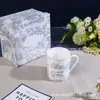 Taza de Porcelana Hueso D Brand Leopardo 350ml Taza de Té para Oficina Serie Tigre Zhonglin Taza de Agua Regalo para Amigos