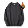 Nueva colección de otoño e invierno: sudadera unisex de algodón puro, color liso, cuello redondo, hombros caídos, forro polar, engrosada, estilo coreano, simple y versátil