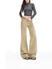 Jeans Caqui Sueltos Acampanados para Mujer 2026 Estilo Nuevo Primavera/Verano Adelgazantes Caída de Tela Pantalones de Campana Largo hasta el Suelo