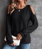 2023 Europeo y Americano Transfronterizo Amazon wish ExporT Otoño e Invierno Nuevo Fuera del Hombro Botón Holgado Manga Larga Camiseta Tops para Mujer