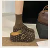 Bufanda para la cabeza de lunares estilo coreano, Zapatos tipo mula de punta redonda para mujer, Se pueden usar de dos maneras, Zapatillas de suela blanda para casa/exterior