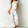 Conjunto Femenino Transfronterizo Europeo y Americano Nuevo 2026: Conjunto de Top Casual sin Mangas Estilo Vintage y Pantalones a Cuadros