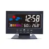 Reloj Despertador Luminoso Reloj Electrónico del Tiempo con Calendario Perpetuo Reloj de Pronóstico del Tiempo Pantalla Digital LED de Escritorio Digital Silencioso