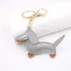 Llavero de Cuero PU de Perro Salchicha Colgante para Bolso Coche Mochila Escolar Colgante Decorativo para Mujer Accesorios de Cachorro de Boutique