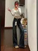 Jeans Retro Americano Micro Acampanados para Mujer Otoño 2026 Nuevos de Cintura Alta Doble Botonadura Ajustados Acampanados de Bota Pantalones Largos