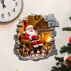 BRUP Pegatina de Pared Navideña Cálida Papá Noel Chimenea Tomando Té Pegatina de Pared Autoadhesiva Visual 3D BR2349C