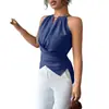 2026 Transfronterizo Europeo y Americano Estilo Chica Popular de Amazon Top Casual Elegante de Color Sólido Cruzado sin Mangas de Cuello Halter Ajustado