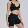 Conjunto Esportivo de Treino Yoga Duas Peças com Costas Cruzadas de Alta Elasticidade Justo para Corrida Fitness