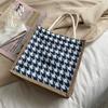 Internet Celebrity ins Linen Lunch Box Bento Bag Bolsa de Linho para Transporte de Mão Feminina Bolsa Portátil Elegante Bolsa Pequena Feminina