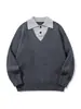 Directo de Fábrica Transfronterizo Estilo Old Money Bloque de Color Otoño/Invierno 2026 Suéter de Punto Casual Holgado con Cuello de Solapa Manga Larga Artículo Caliente