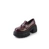 Primavera 2025 Nuevos Mocasines de Plataforma de Piel Genuina Zapatos Pequeños de Piel Estilo Británico con Tacón Grueso Zapatos sin Cordones de Tacón Súper Alto
