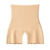 Cuecas boxer de seda gelada de cintura alta para mulheres, forro de algodão respirável, sem costura, calças de yoga modeladoras, levanta bumbum, controle de barriga, calças de segurança modeladoras