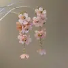 Pendientes y accesorios de collar florales frescos de verano, pendientes de borla para mujer estilo dulce, juego de joyería de lujo ligero de alta gama