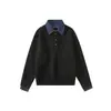 Yidao Vintage 2026 Otoño Nuevo Retro Japonés Fresco Holgado Falso Dos Piezas Cuello de Camisa de Mezclilla Sintética Suéter para Hombre