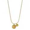 Collar de Acero de Titanio Dorado para Mujer, Colgante de Perla Redonda Sólida Mate, Nueva Cadena para Clavícula Estilo Coreano, Cadena para el Cuello Antidesvanecimiento Venta al por Mayor