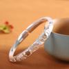 Producto Humano Plata Plata Pura 9999 Pulsera Abierta Flor Peonía Tallada a Mano Retro Antigua Femenina Pulsera de Moda Simple
