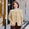 Novo Casaco de Lã Curto com Gola Redonda Estilo Chinês Outono/Inverno 2026 para Mulheres, Moda Elegante para Mães de Meia-Idade, Jaqueta de Lã Elegante Emagrecedora Dupla Face