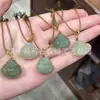 Colgante de Jade Hetian Natural con Figura de Buda, Jade Hetian en Color Agua Clara, Calabaza en Forma de Hoja, y Colgante de Paz para Hombres y Mujeres, con Cadena de Jade
