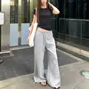Pantalones deportivos casuales de pierna recta con estampado de letras estilo americano, nuevos pantalones para mujer con cordón, pantalones de pierna ancha, corte holgado, versátiles y que estilizan, pantalones largos