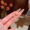Brincos de Flor de Zircônia Exquisitos para Mulheres, Brincos Pequenos Frescos e de Alto Padrão Olho de Gato, Joias de Orelha de Celebridade da Internet Atacado