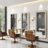 Espejo de barbería Espejo de salón de celebridad de Internet conjunto de gabinete de espejo espejo de pared de un solo lado para cortar el pelo espejo para permanente y tinte de salón