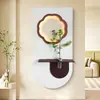 Pintura decorativa de vestíbulo de estilo medieval con luces LED, estante creativo para arreglos florales y arte de pared para sala de estar y pasillo