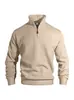 Sudadera con capucha holgada casual de manga larga de forro polar con media cremallera, color liso, jacquard para hombre, talla EU de Amazon, primavera, otoño