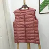 Colete de Penas Leve para Mulheres, Novo Estilo Outono e Inverno, Tamanho Grande, Moda Transfronteiriça Versátil Colete Sem Mangas