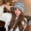Celebridad de Internet Colorido Gorro de Montón para Mujer Otoño e Invierno Moldeador de Cara Grande Lana de Cordero Tejido Todo Fósforo Protección para Orejas Suelto Cálido Moda