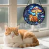 Colgante de Vidrio Pintado de Hongo Gato Naranja Cruzado Adorno de Vidrio para el Hogar Decoración de Ventana Atrapasoles para el Jardín