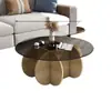 Mesa de Café de Cristal, Mesa de Café Moderna de Lujo Ligero para Sala de Estar, Mesa Redonda para Apartamento Pequeño, Mesa de Moda Estilo Ins, Mesa Auxiliar Minimalista